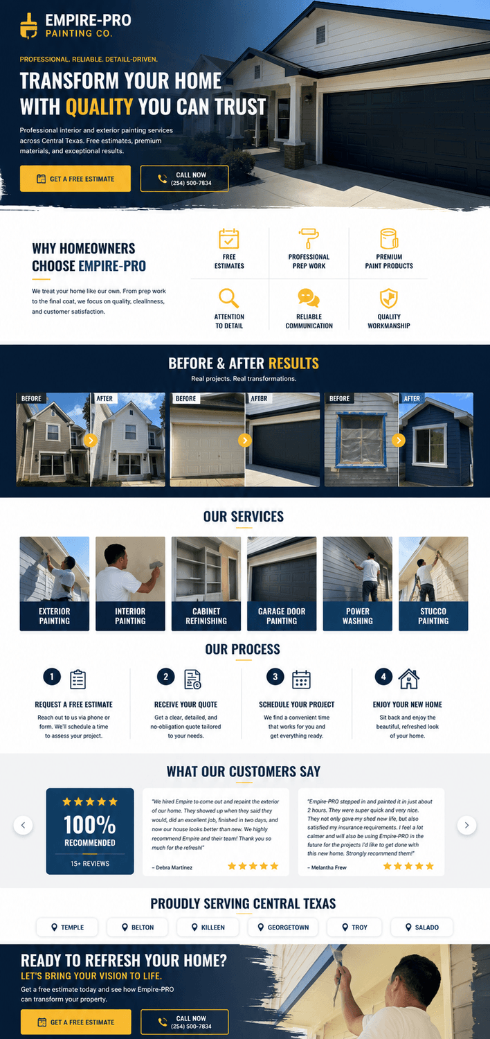 Landing page design example