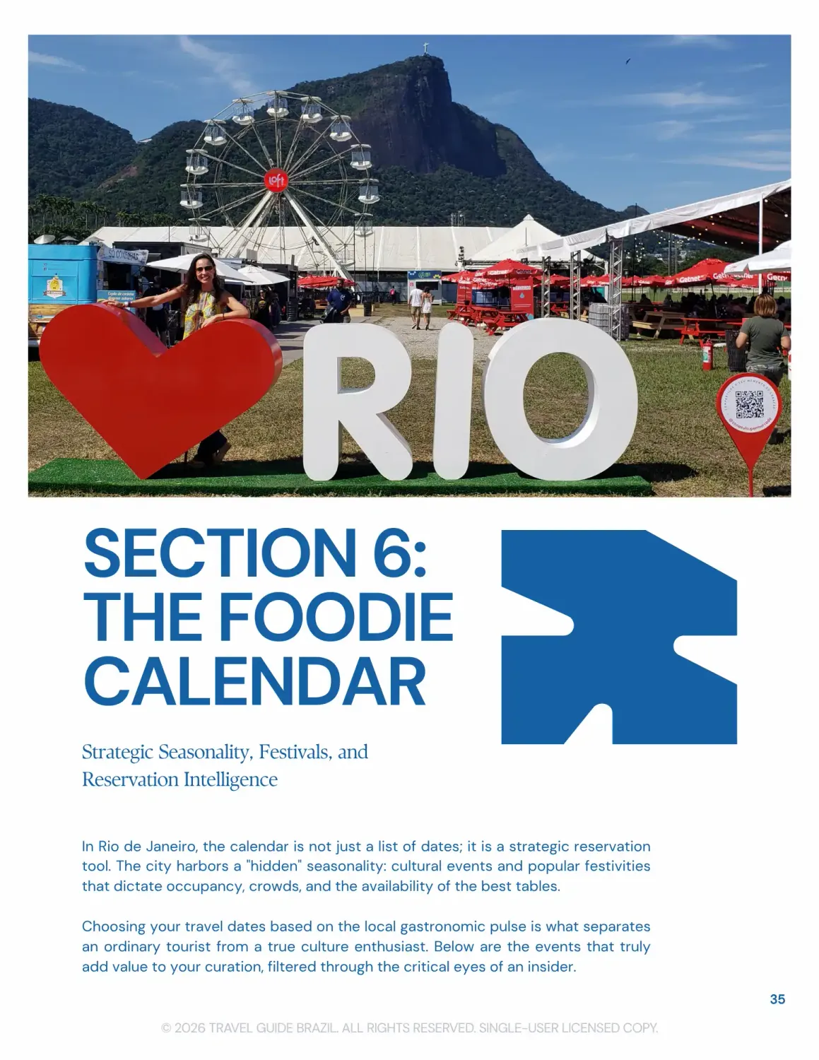 Rio de Janeiro annual foodie calendar inside the guide — seasonal festivals, gastronomic events, and best times to visit by month