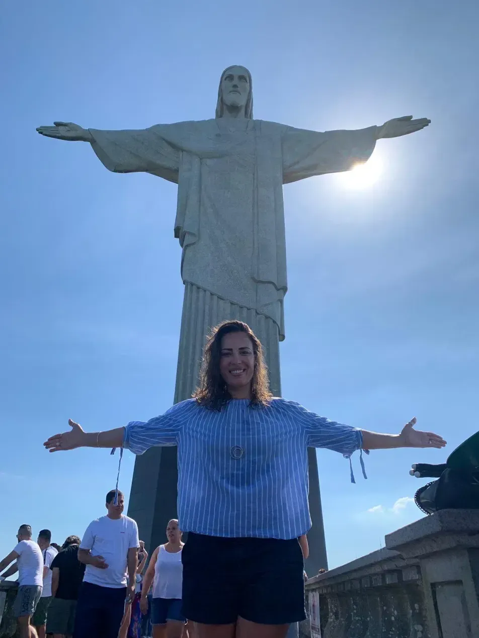 Michele at Christ the Redeemer, Rio de Janeiro