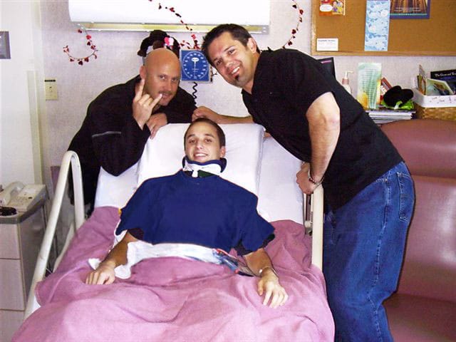 Danny in the hospital after his injury, 2004