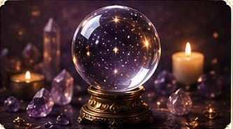 Crystal ball and candles representing psychic readings