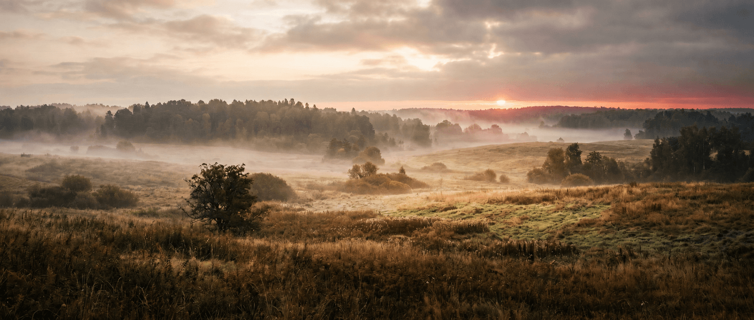 Hajnali táj — érintetlen természet, megújulás