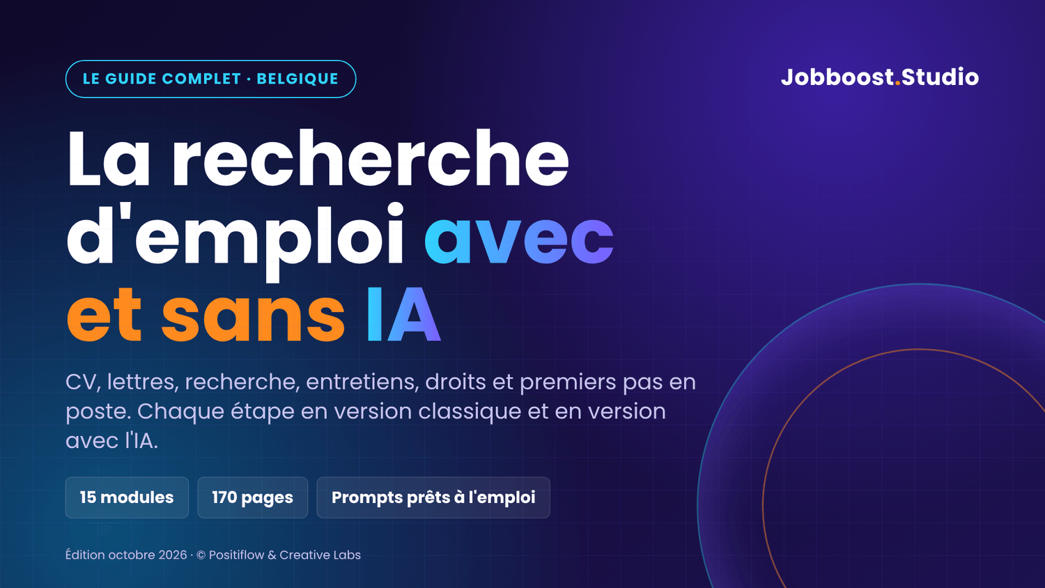 Couverture du guide PDF La recherche d'emploi avec et sans IA, 170 pages, 15 modules