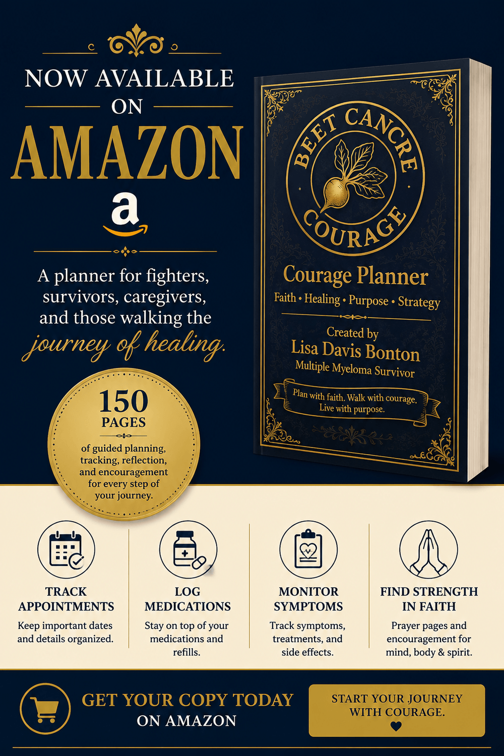 Beet Cancer Courage Planner by Lisa Davis Bonton, a faith-based cancer planner for patients, survivors, and caregivers.