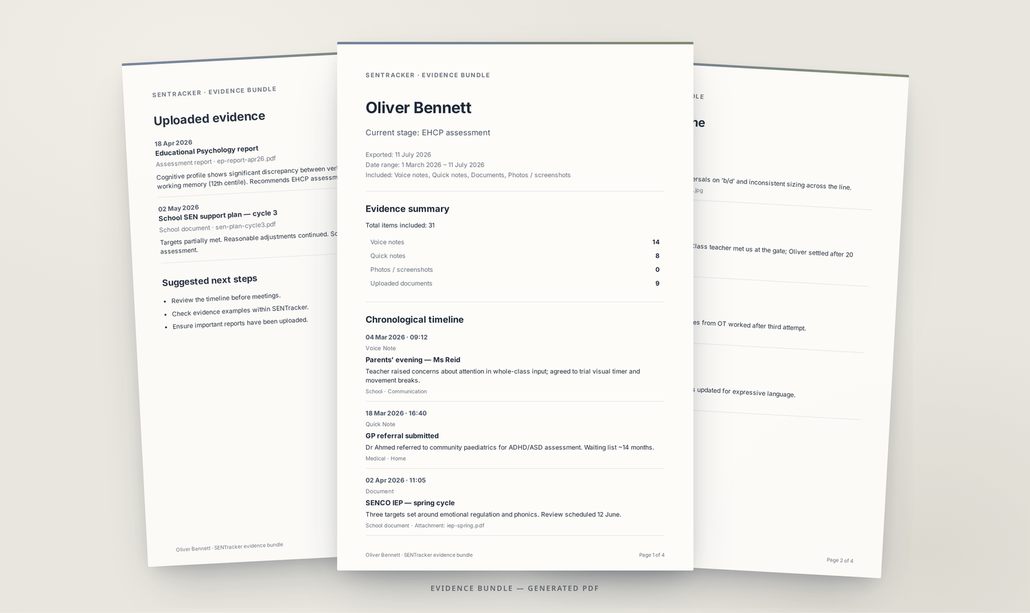 SENTracker PDF reports screen