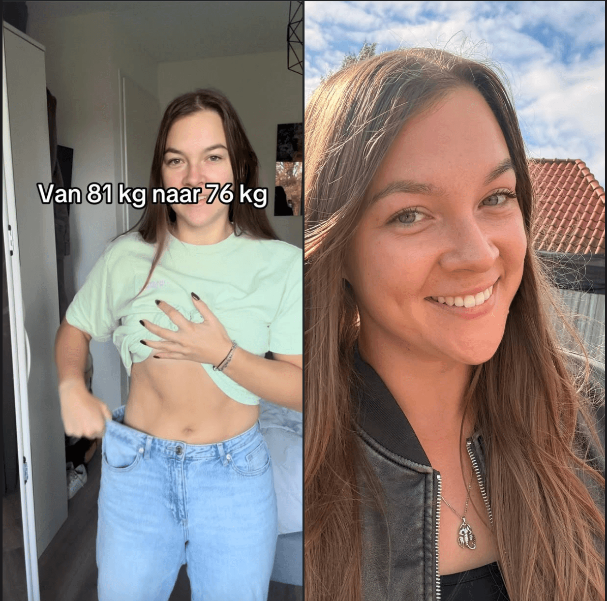 Voor-en-nafoto van Cindy