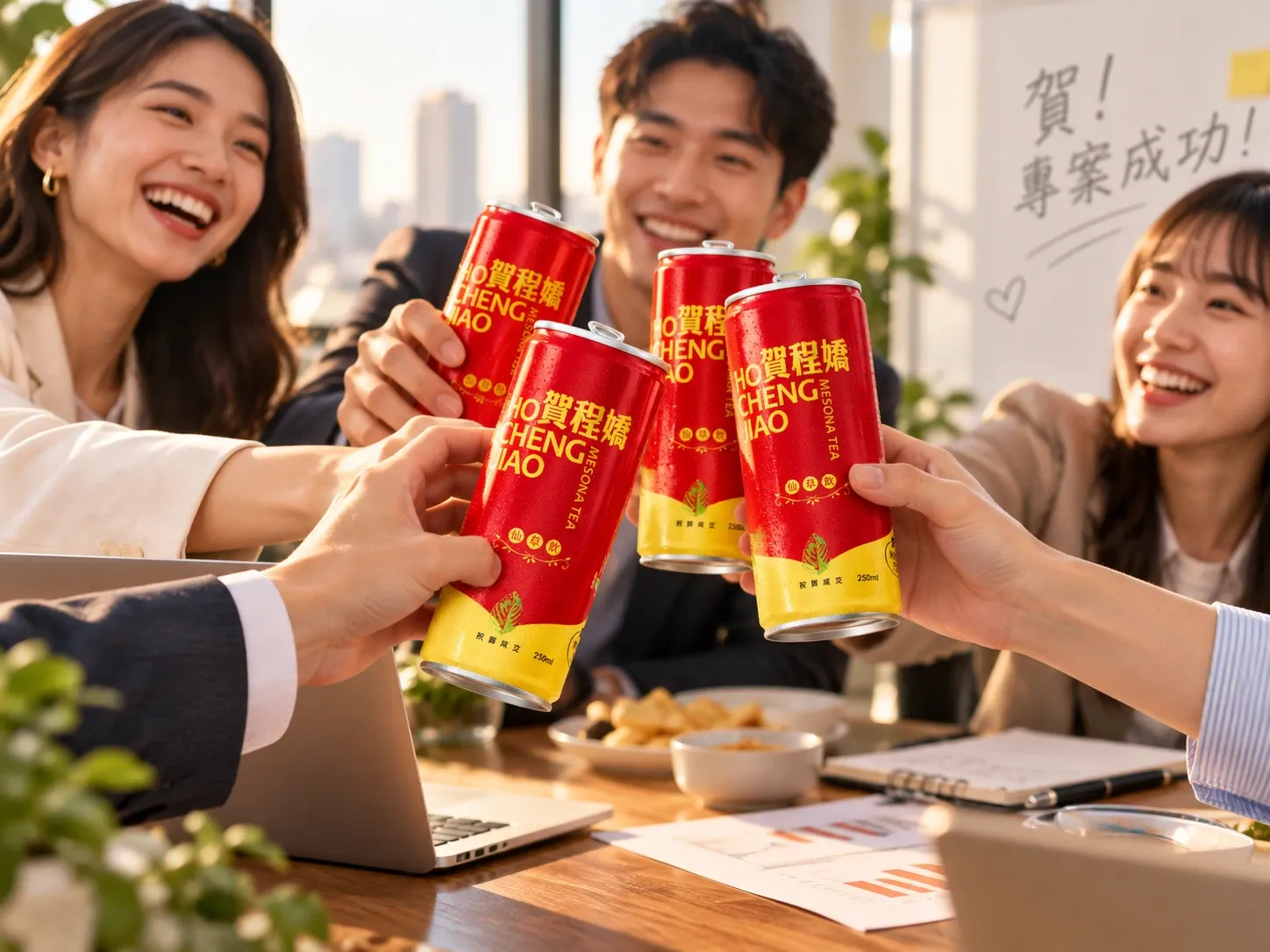 家人朋友聚在一起分享賀程嬌仙草飲的幸福時刻
