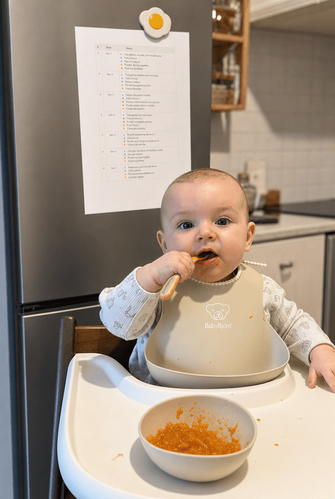 PDF diversification alimentaire bébé imprimé format A4, affiché cuisine