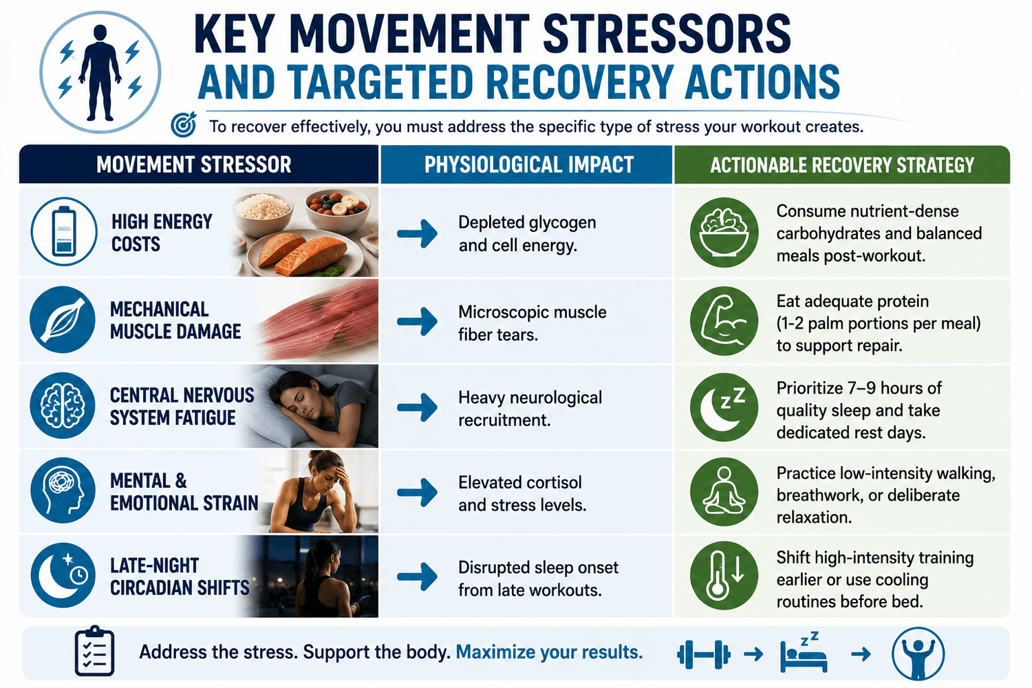Key Movement Stressors and Targeted Recovery Actions