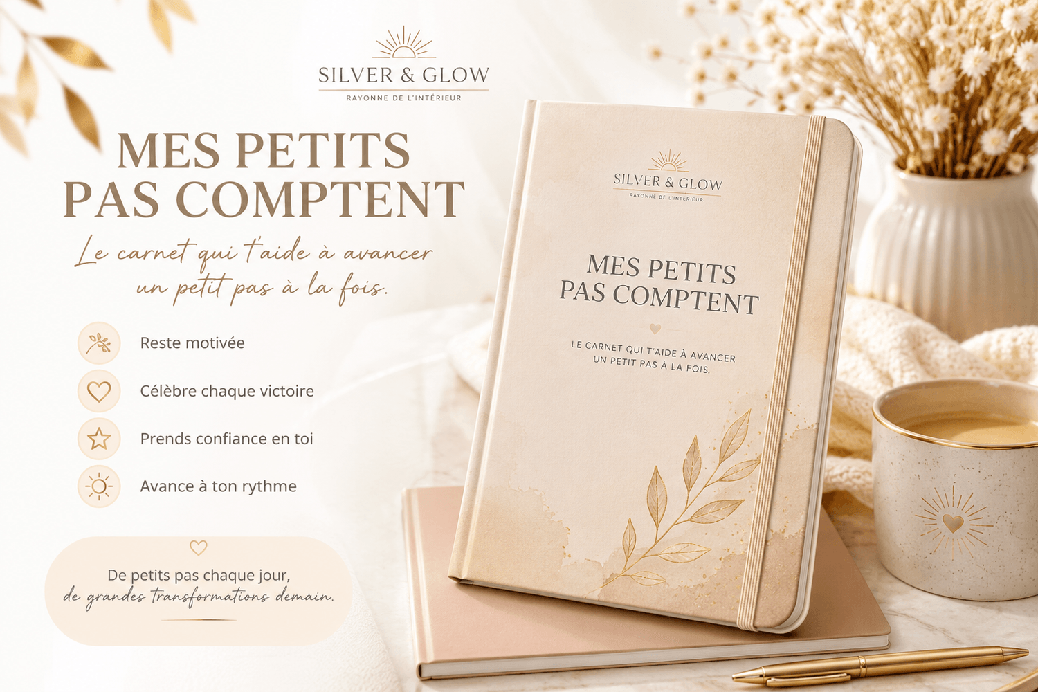 Mes Petits Pas Comptent - Carnet Silver & Glow