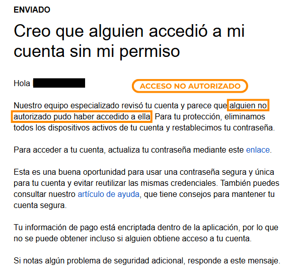 Segunda captura con datos sensibles ocultos del caso de origen de Armadura Digital