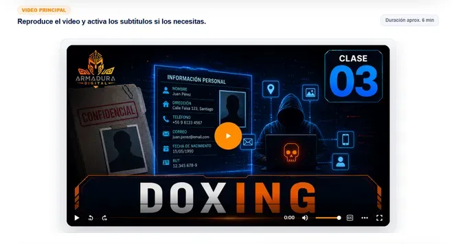 Vista del reproductor de video del curso
