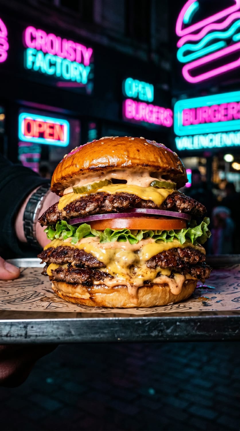 Visuel de burger au ton direct montrant une autre direction créative possible