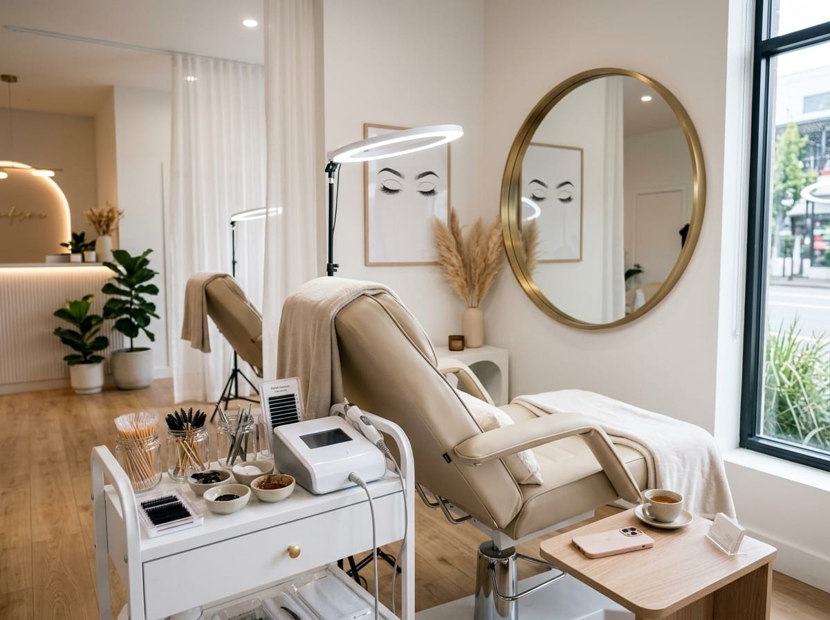 Modern beauty salon offering lash, brow and advanced beauty treatments