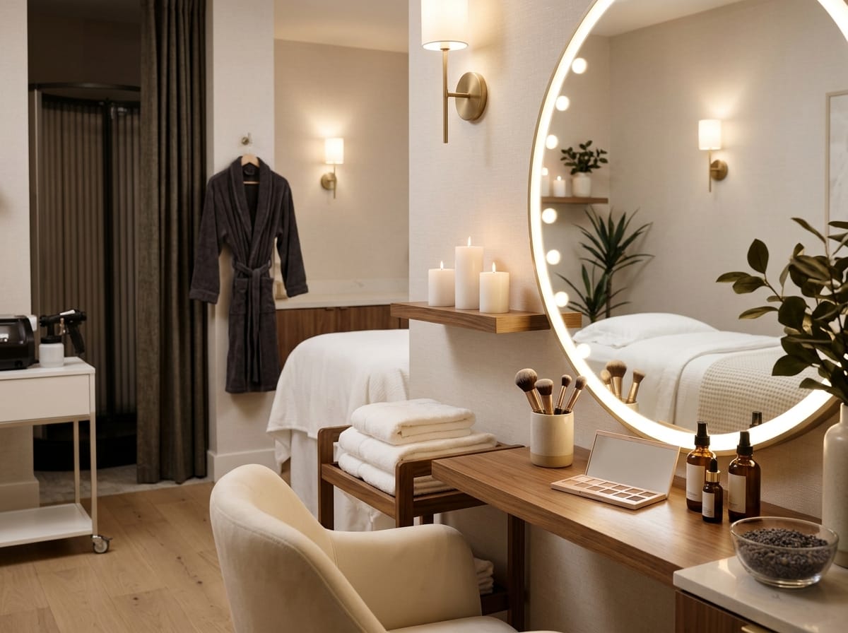 Spray tanning and cosmetic smile services in a beauty salon