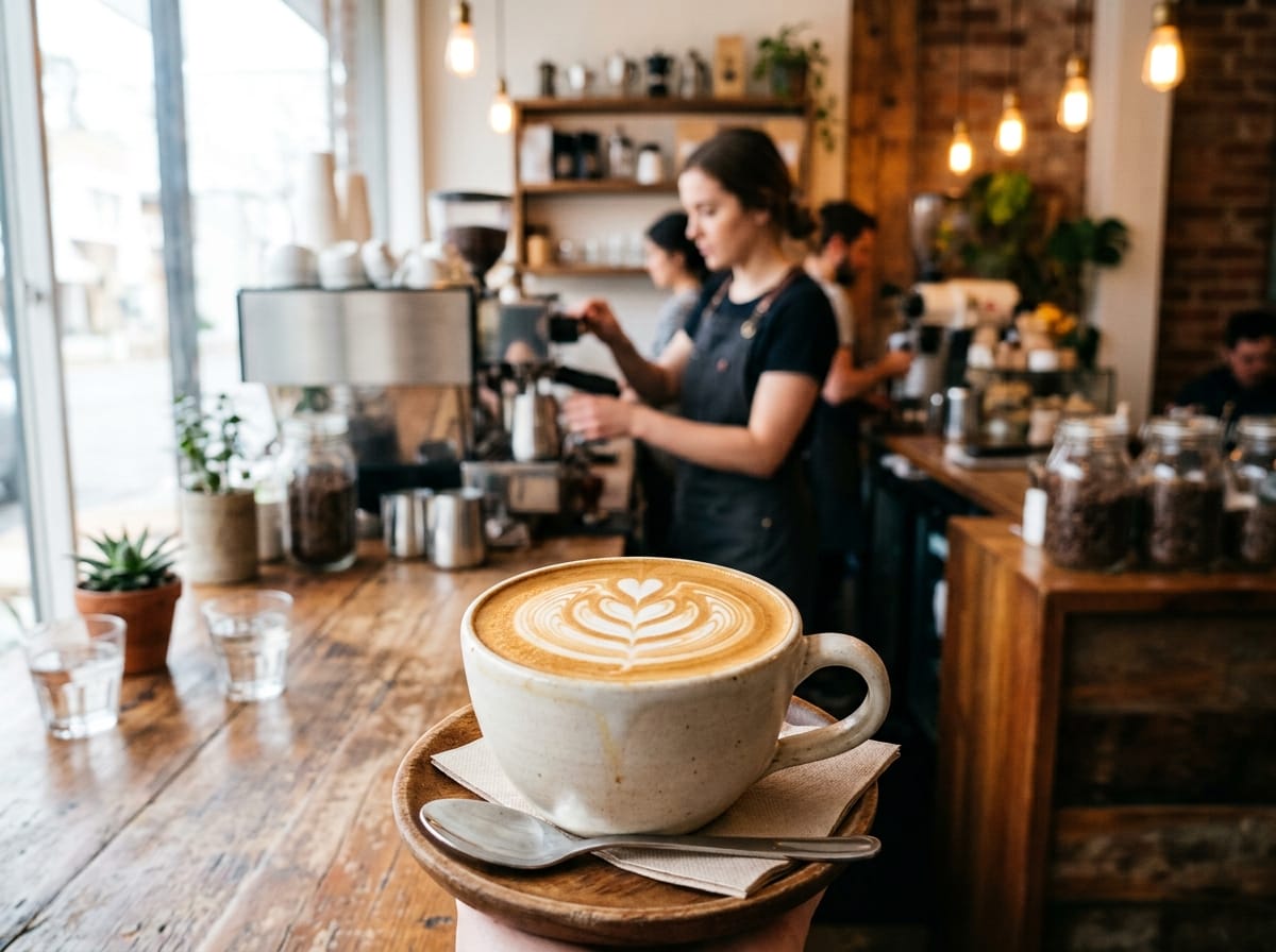 Latte art in una caffetteria