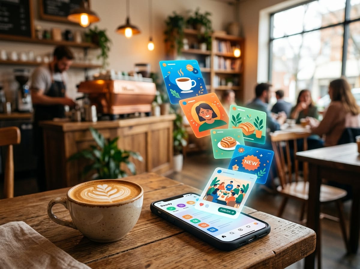 Contenutiti pronti da pubblicare per i social di una caffetteria