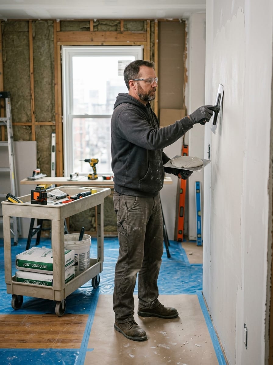 Artigiano al lavoro durante un cantiere di ristrutturazione