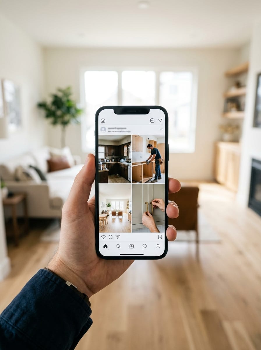 Pubblicazione Instagram prima e dopo creata a partire da foto di cantiere