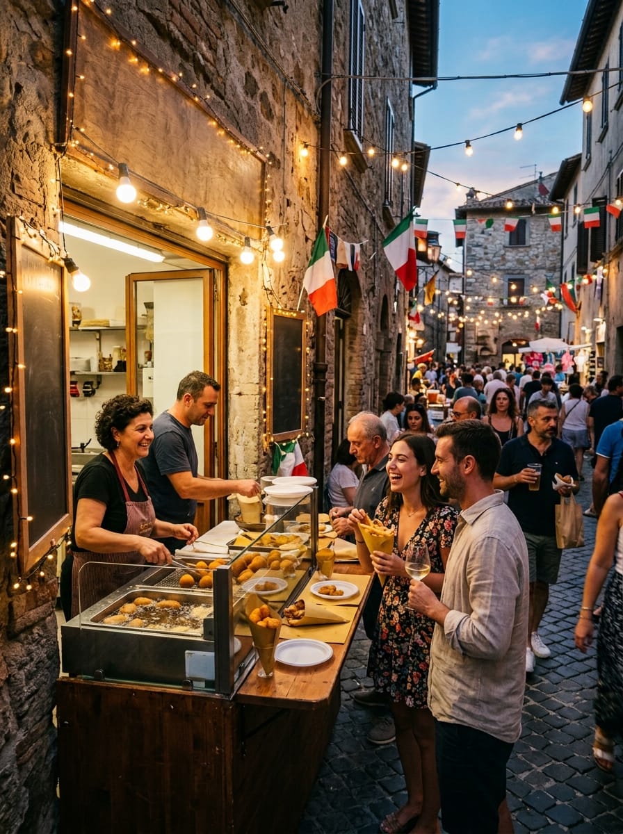 Friggitoria durante un evento locale in Italia