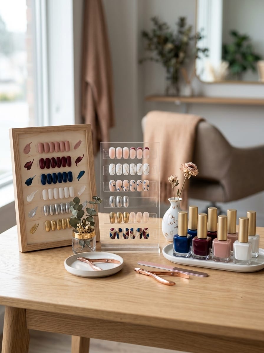 Nuancier de couleurs et inspirations de nail art pour clientes