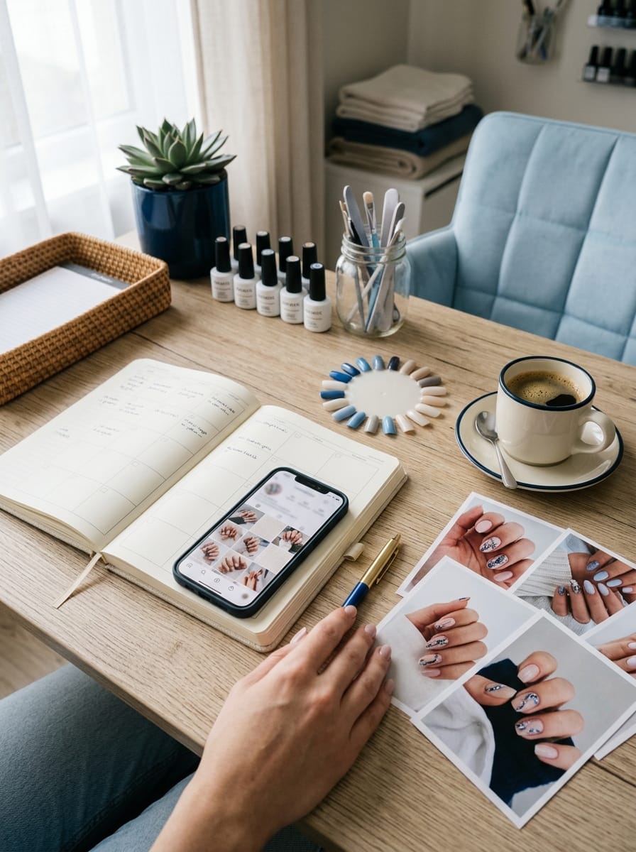 Calendrier de contenus Instagram préparé pour une prothésiste ongulaire
