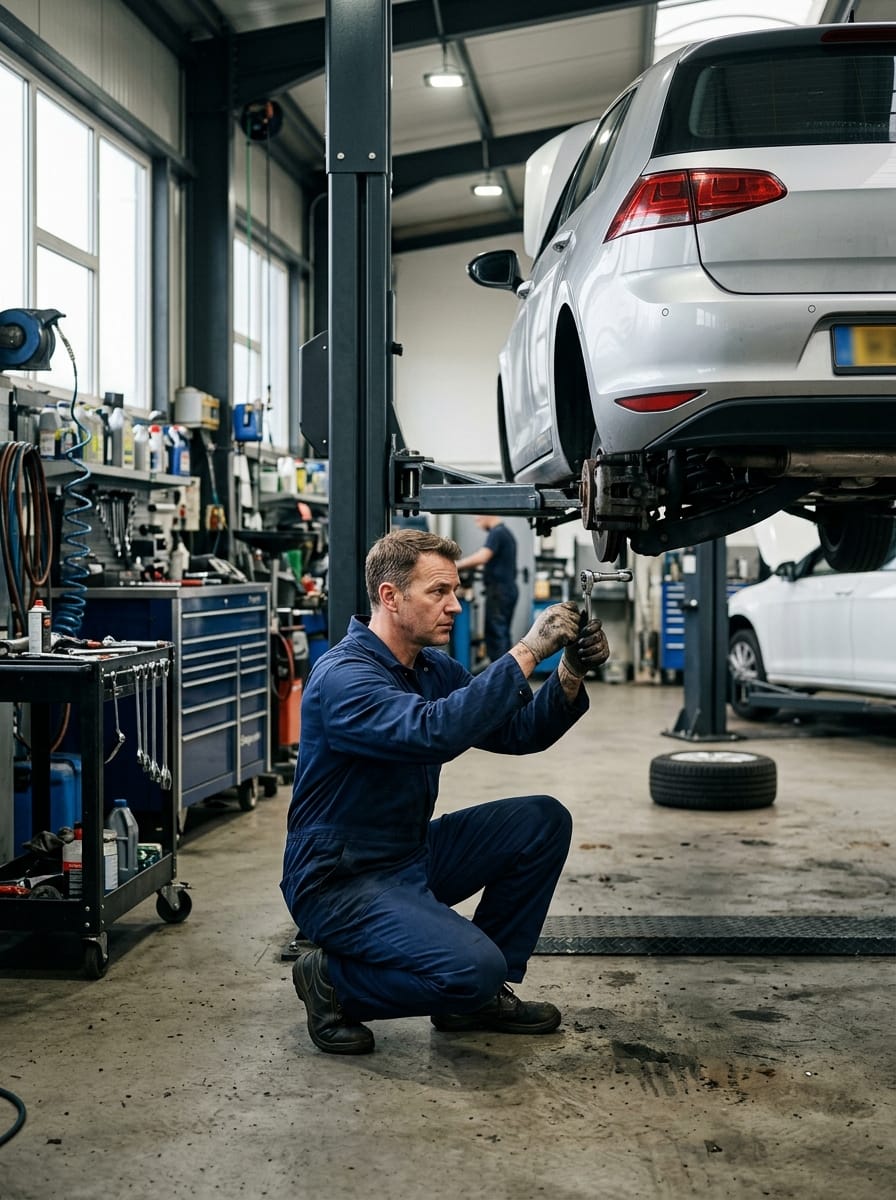 Mécanicien travaillant dans un garage automobile professionnel
