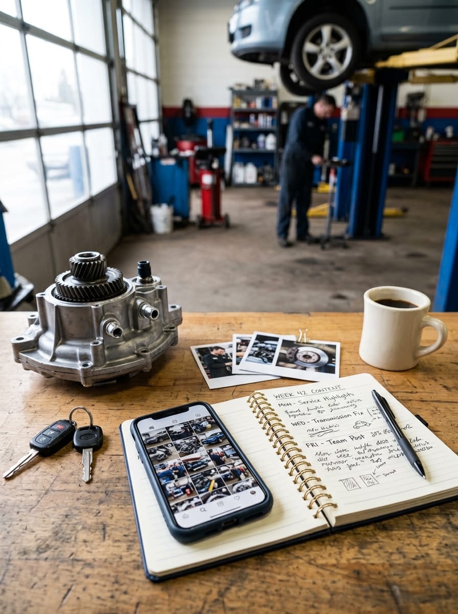 Calendrier de contenus préparé pour un garage automobile