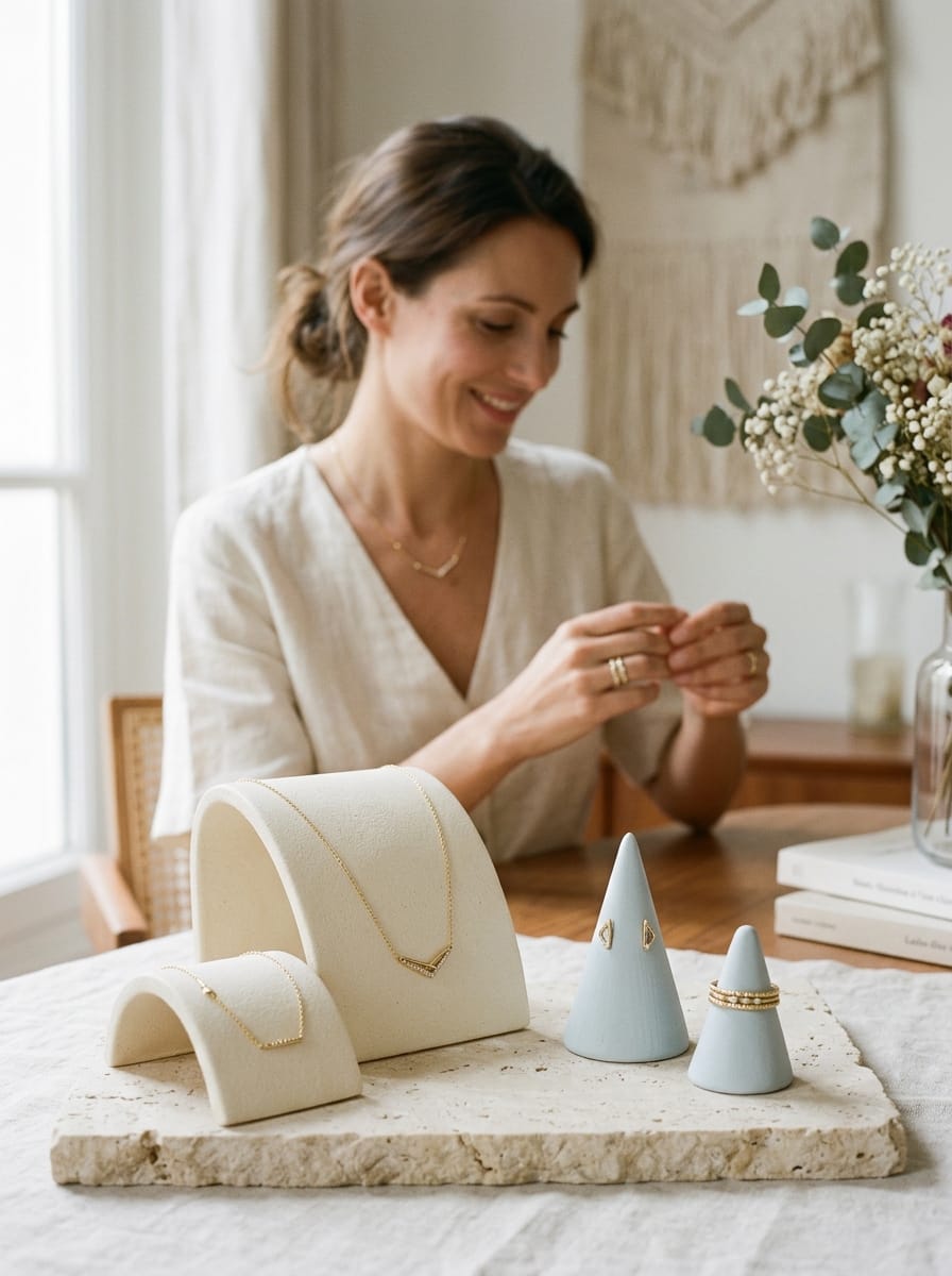 Collection élégante présentée par une marque de bijoux