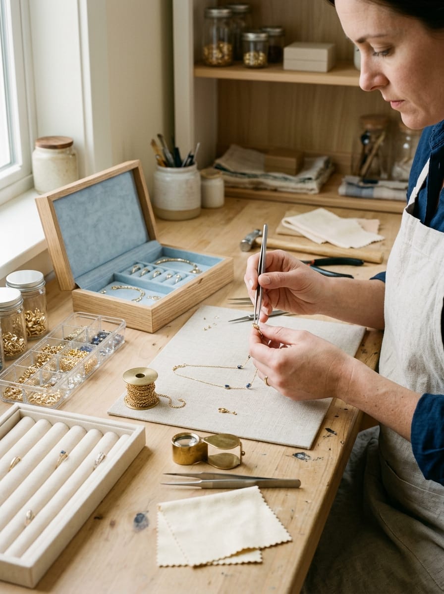 Matières et outils utilisés pour créer et entretenir des bijoux