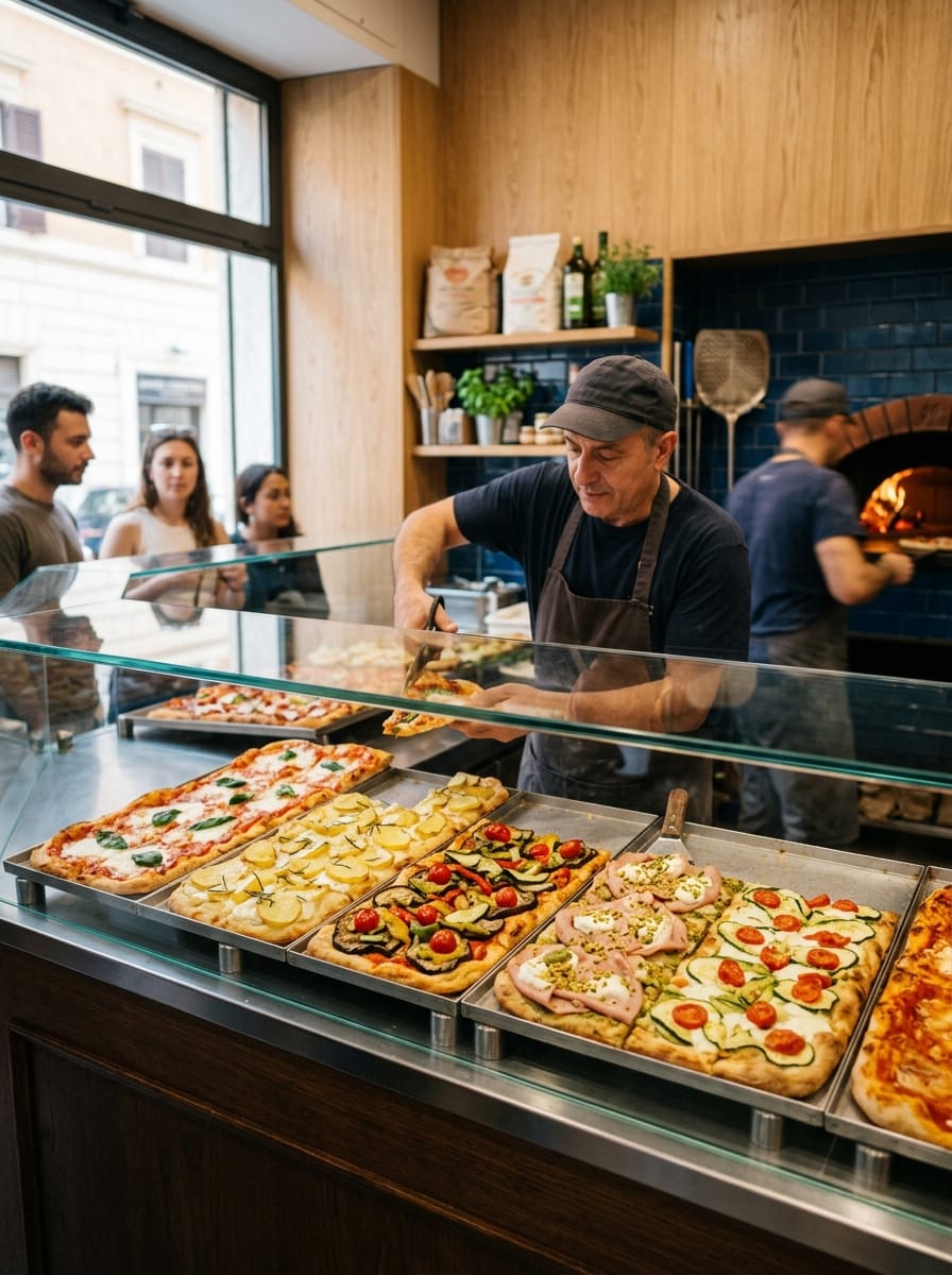 Trancio di pizza al taglio appena servito