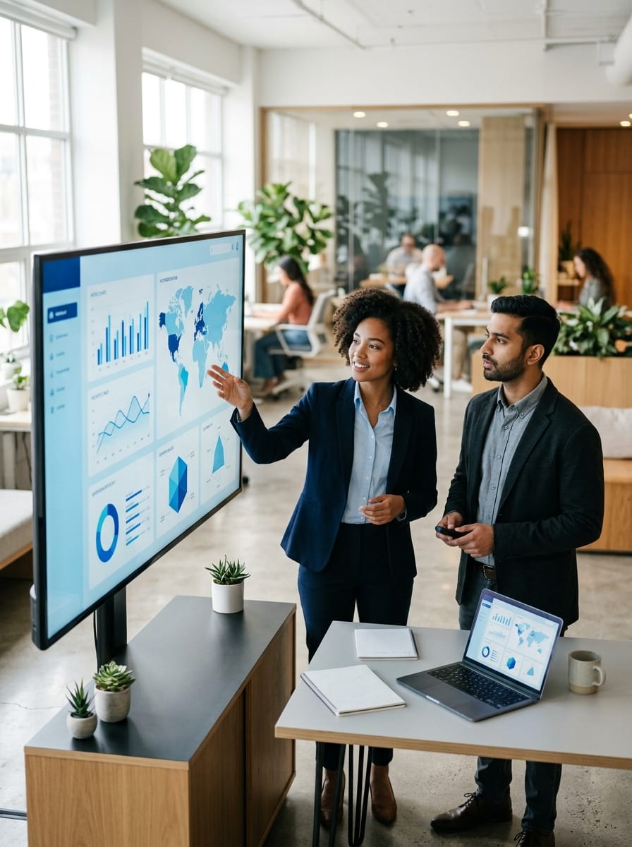 Team SaaS che presenta una dashboard software per i social media