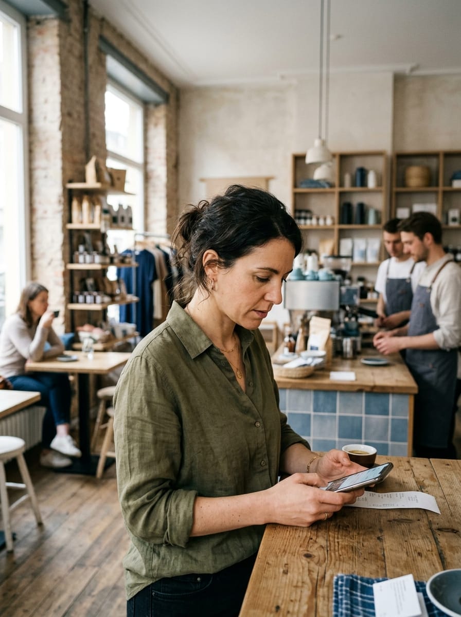 Commerce local actif avec une présence irrégulière sur les réseaux sociaux