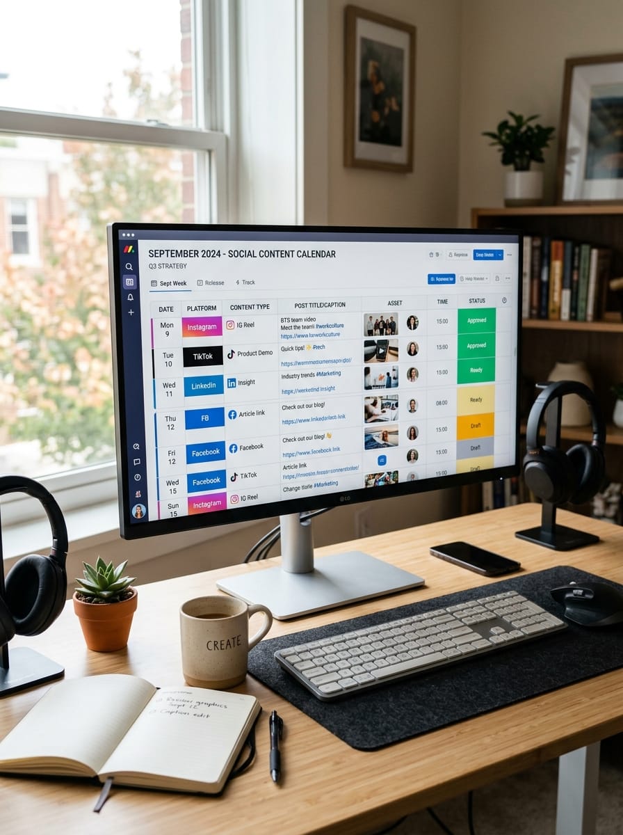 Calendrier éditorial pour organiser la production de contenus réseaux sociaux