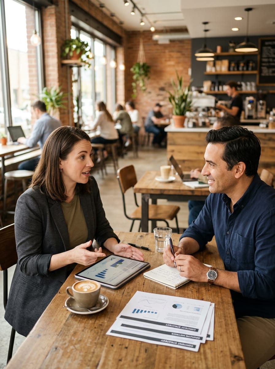 Consultante social media en rendez-vous avec un client