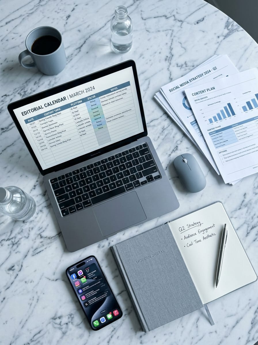 Calendrier éditorial structurant une offre freelance mensuelle