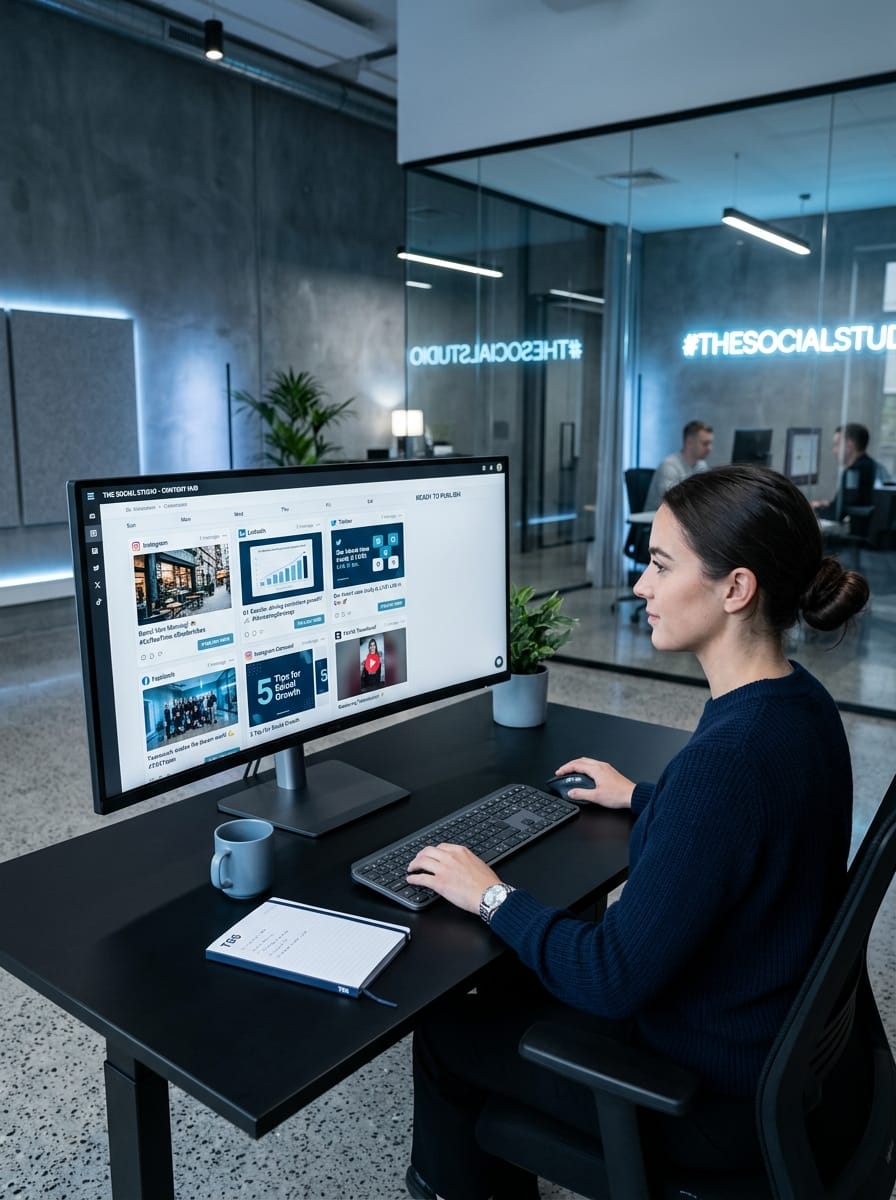 Plusieurs contenus pour réseaux sociaux préparés pour une petite entreprise