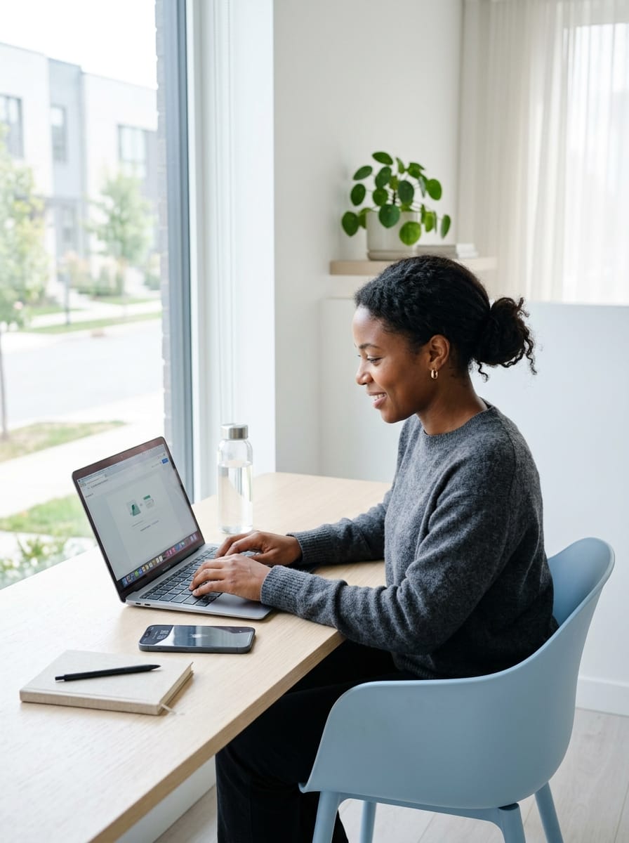 Entrepreneuse lançant une activité en ligne avec peu de moyens