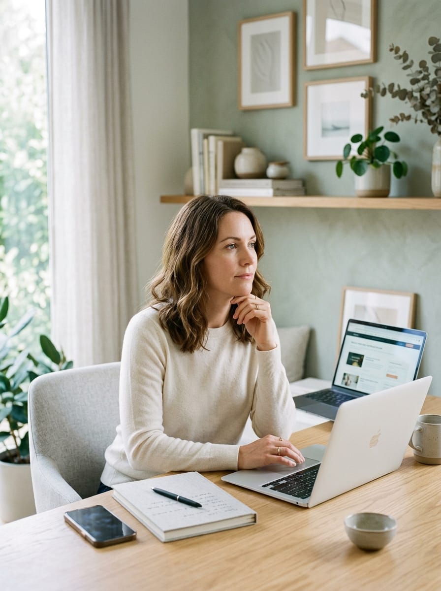 Débutante apprenant à travailler en ligne sans formation payante obligatoire