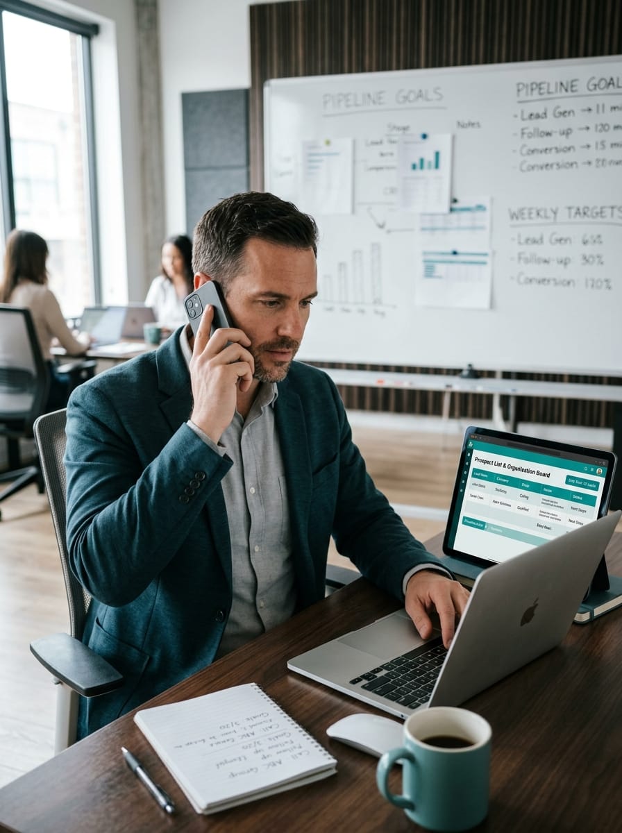Freelance organisant une liste de prospects pour trouver ses premiers clients sans abonnés