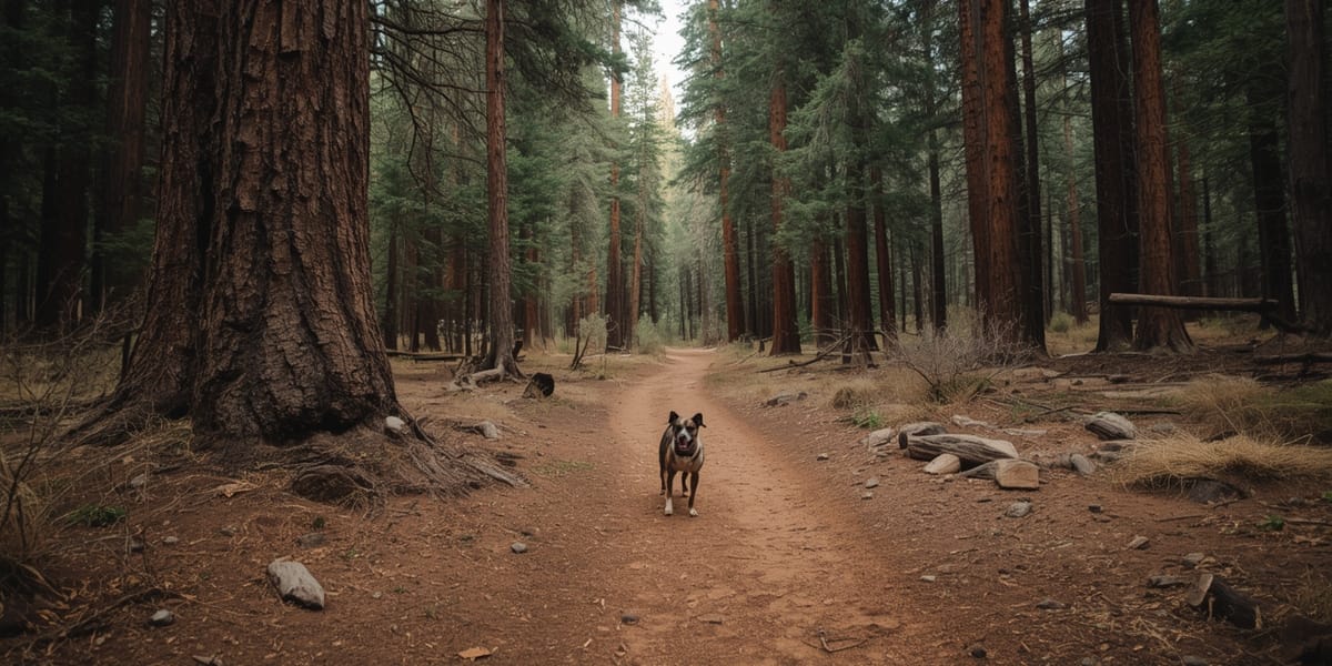 sequoia forest trail fork dog
