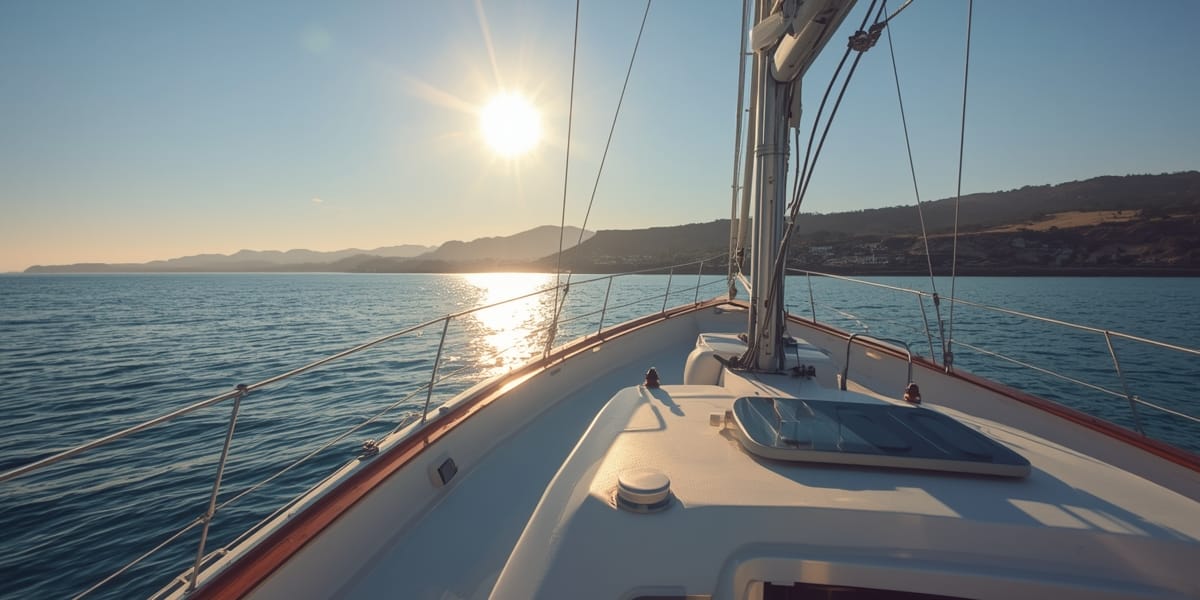 sunlit California coast dog yacht