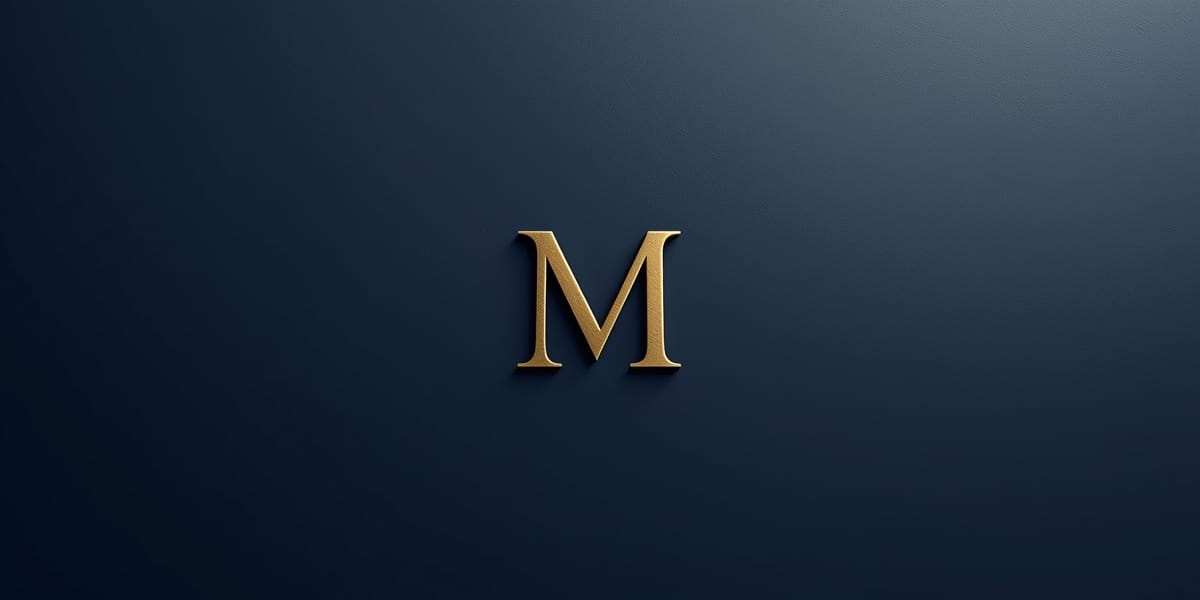 minimal monogram logo MM, real estate, navy and gold