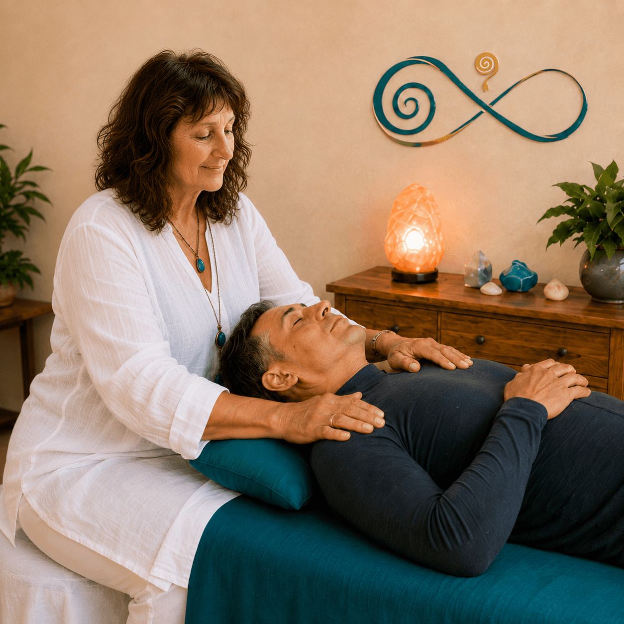 Deborah Grigg working with a client