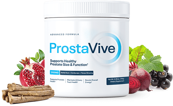 Verified manufacturer bottle layout for ProstaVive nutritional health directory listing.