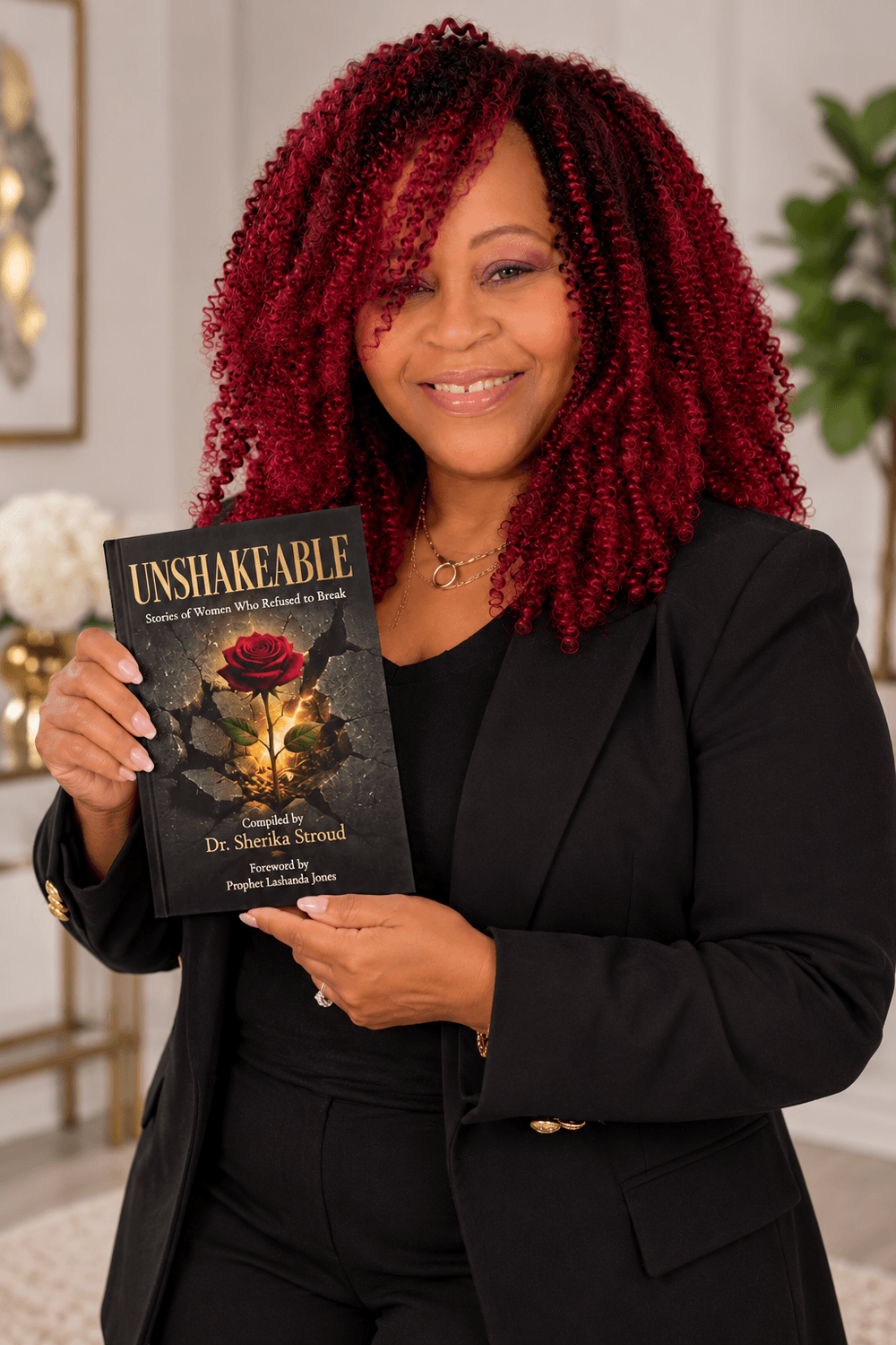 Melissa Caldwell holding Unshakable