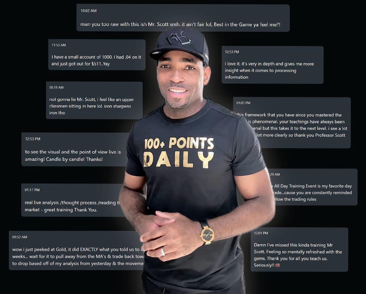 Yusef Scott with documented trading results from an educational case study