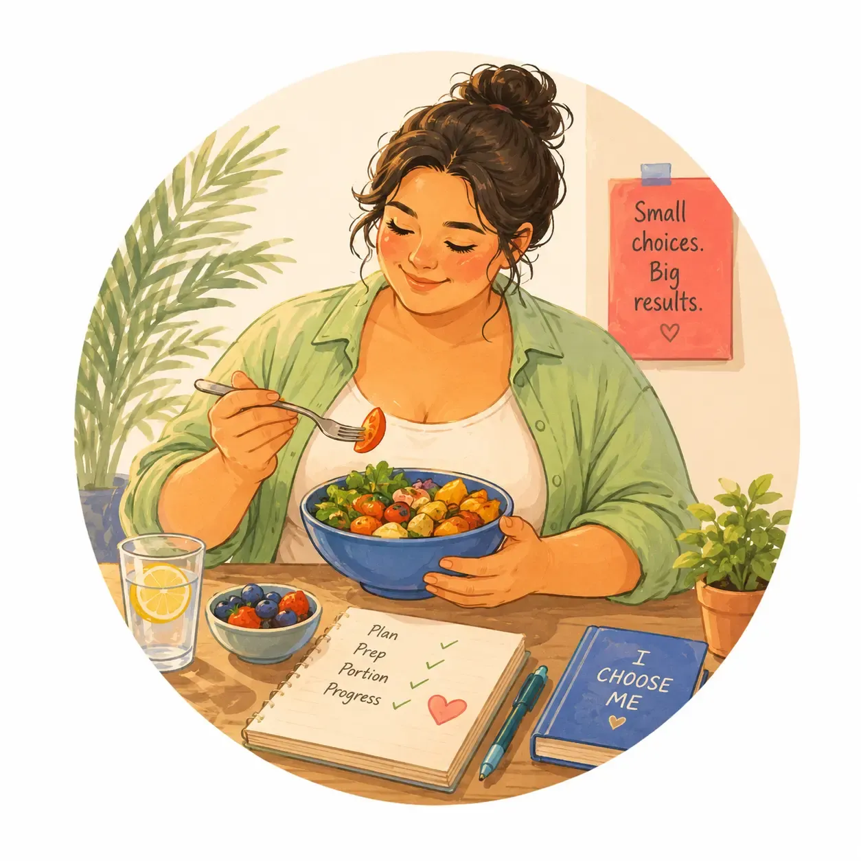Colorful nutritious food tray for GLP-1 users  learning to eat smarter with smaller meals and  better food decisions