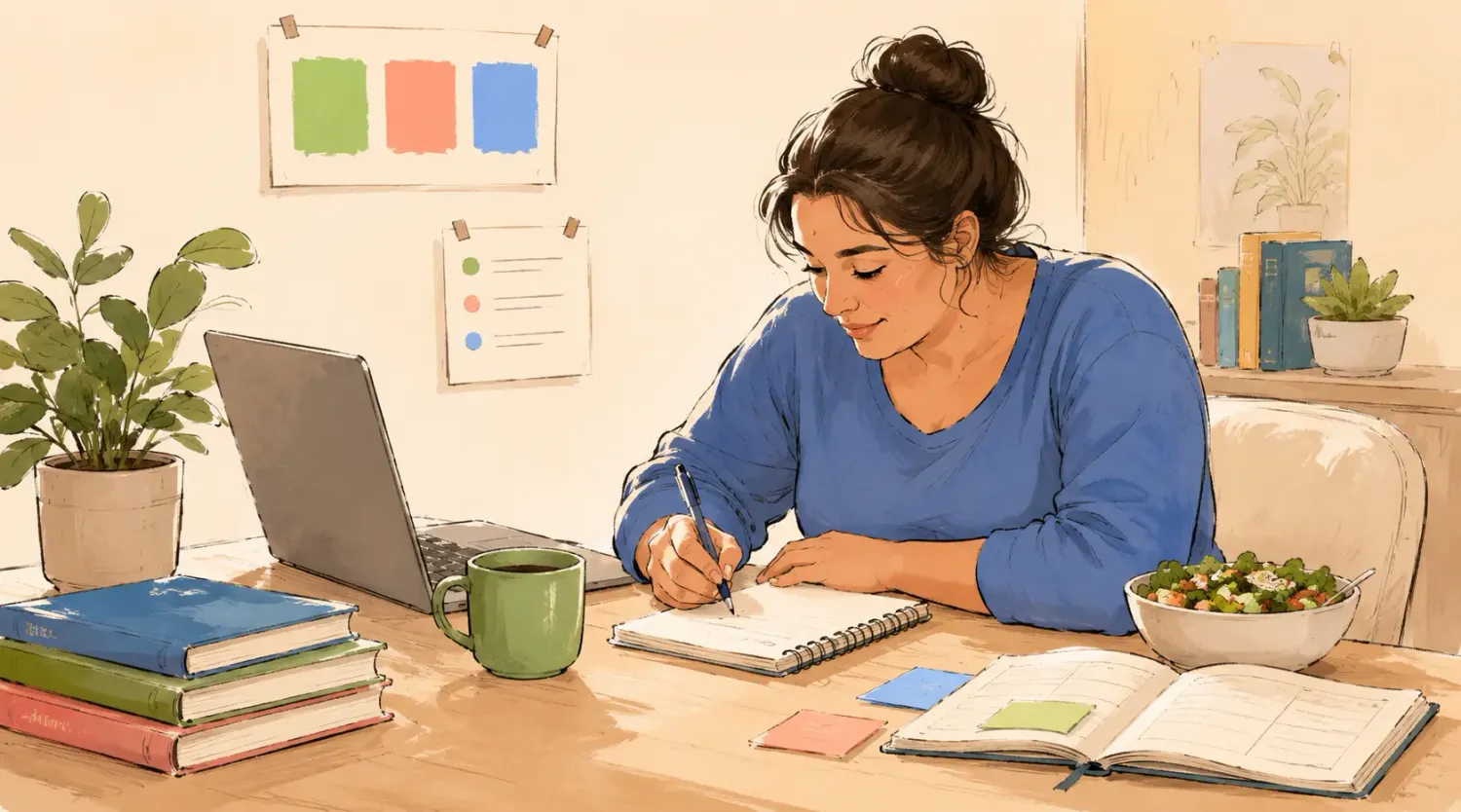 Strategic workspace detailing complete tools and plan checklists for health development