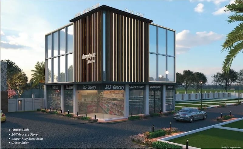 Township club and convenience retail frontage